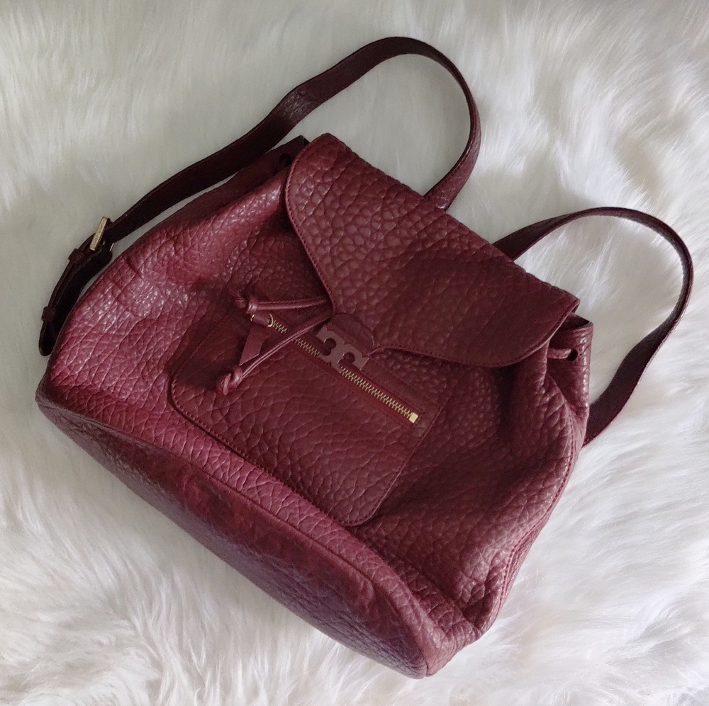 Tory Burch Parkan Pebbled Leather Bookbag